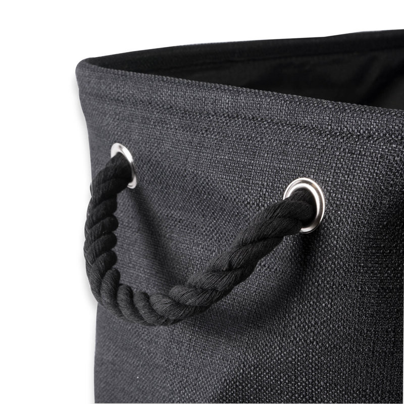 Red Barrel Studio Aona Fabric Bin, 9" H x 8" W x 14" D Taupe, Black
