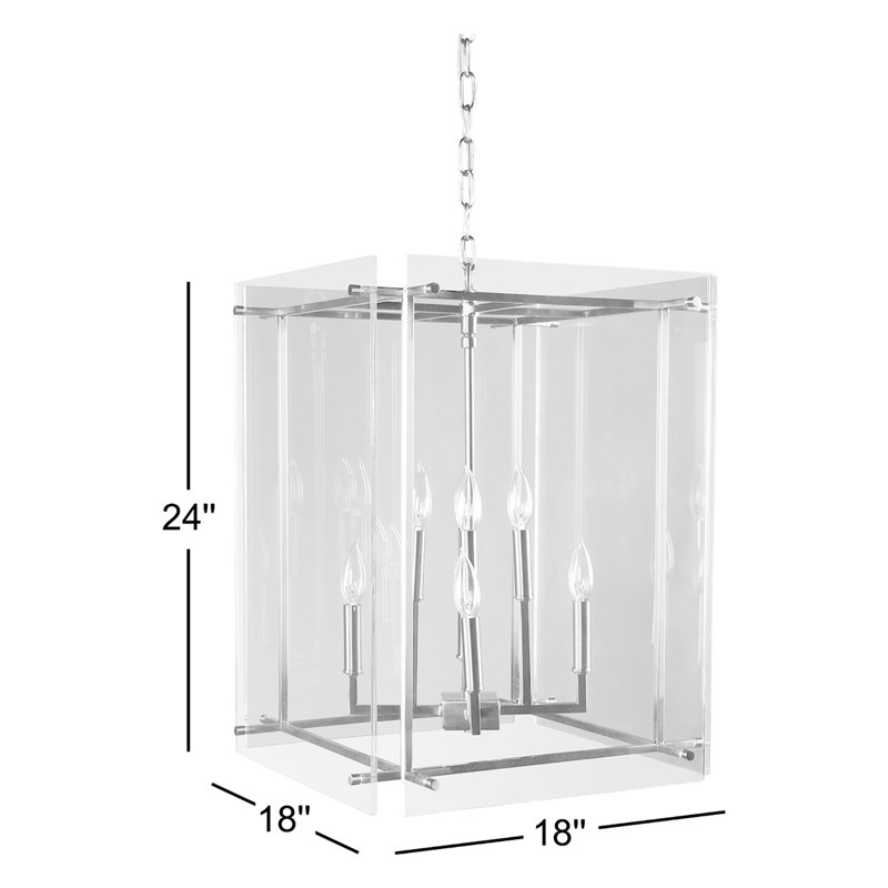 Lena 8 - Light Lantern Square / Rectangle Chandelier, Black