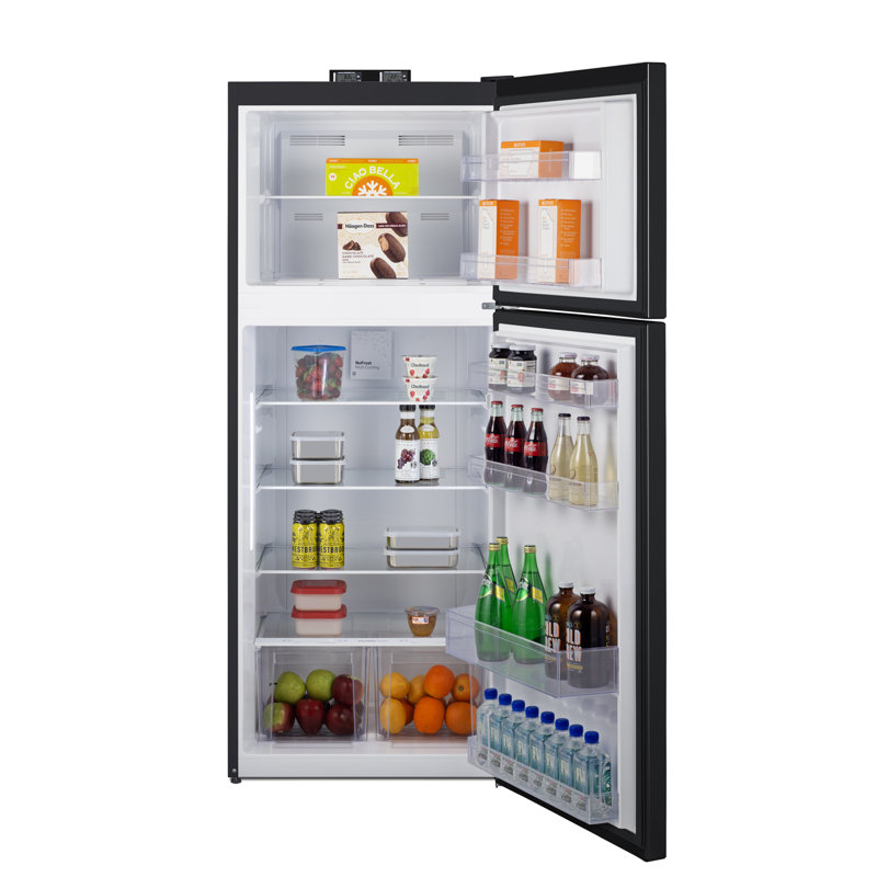 Summit Appliance 28" Wide Top-Mount Refrigerator-Freezer With NIST-Calibrated Thermometers, Black, Right Handed