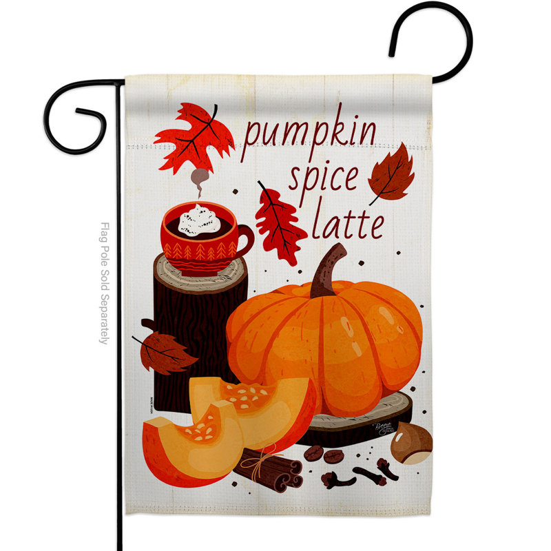 Ensemble de drapeaux lattes en polyester 18,5 po x 13 po Pumpkin Spice Latte