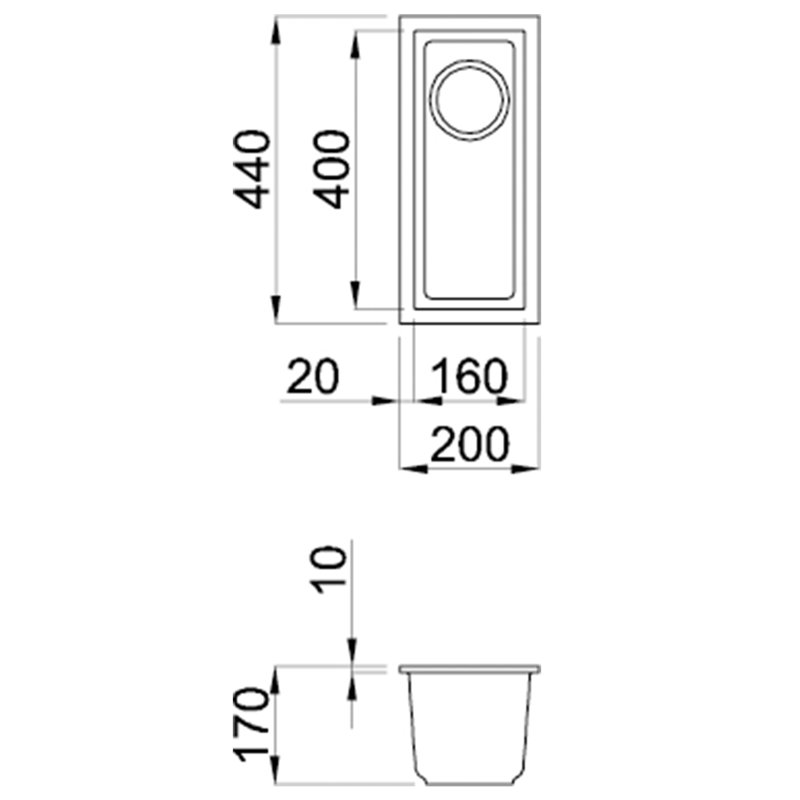 Quadra Single Bowl Undermount Kitchen Sink, Antique White