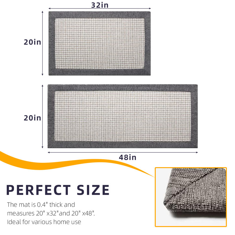 Tapis de cuisine antidérapant Drayah, Gris