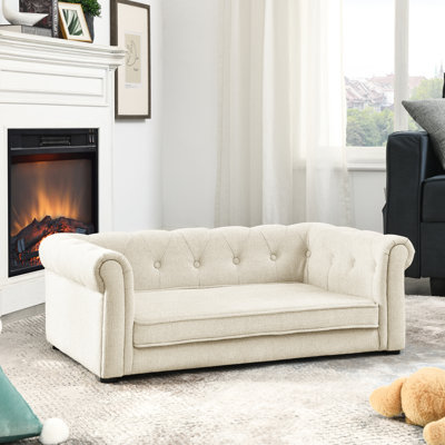 Lit élégant pour animaux de compagnie beige, confort pour chiens de taille moyenne et grande, fabrication beige moderne, matériau
