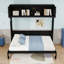 Lit escamotable en bois avec armoires de rangement-1140946016