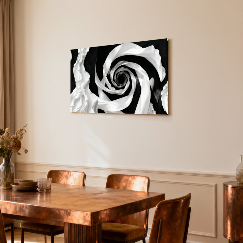 «Black and White Rose», ensemble de 1 reproduction d'art sur toile tendue sur toile, H 12 po x l 18 po