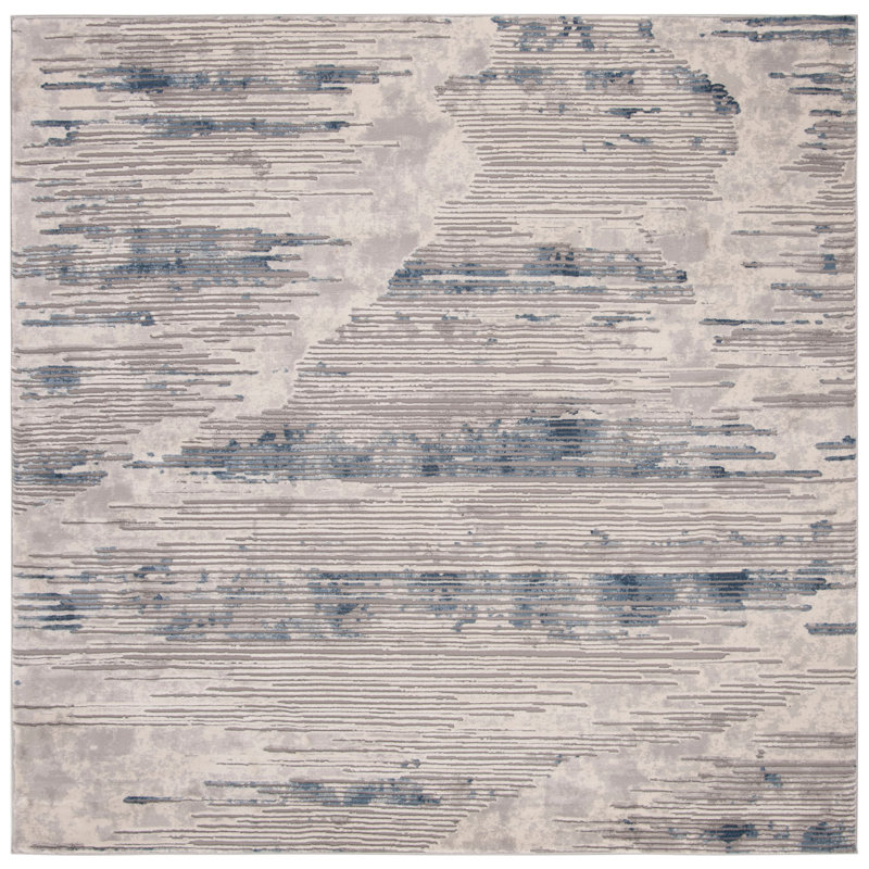 Ismael Abstract Ivory Area Rug, Square 6'7"
