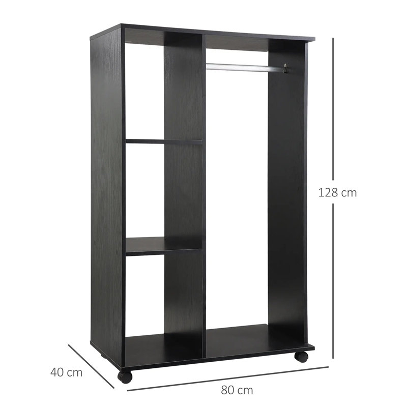 80cm Rolling Clothing Rack, Black