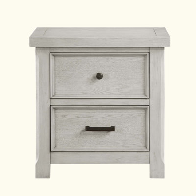 Classic Light Finish Nightstand Of 2X Drawers Wooden Bedroom Furniture 1Pc