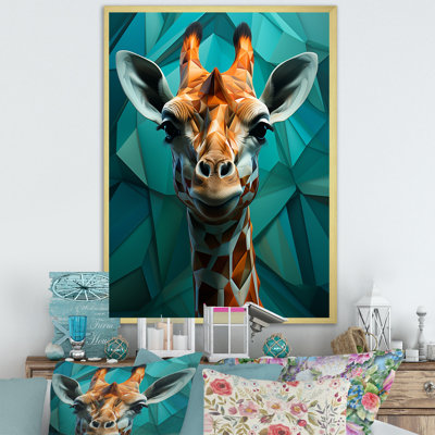 «Green Giraffe Cubist Grace», reproduction sur toile
