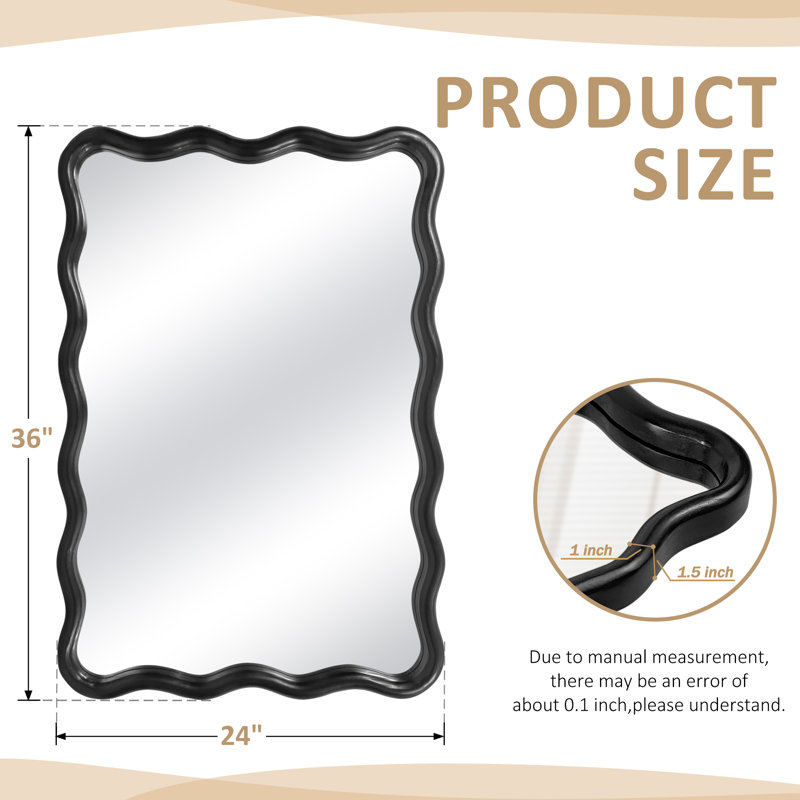 Miroir Axat, 24 po x 36 po, Noir