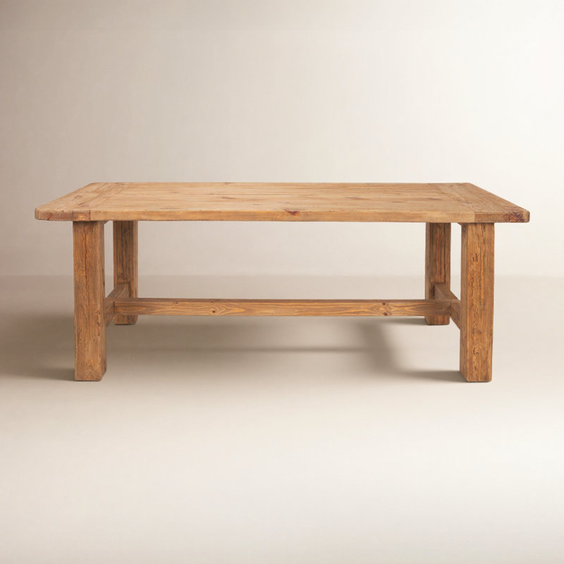 Nonnie Rectangular Natural Brown Wood Dining Table, 39" W x 84" L