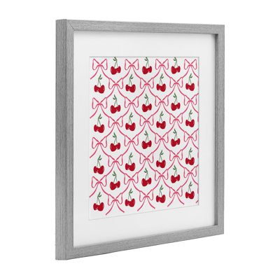 Joli motif de cerises et d'arcs encadrés sous verre, design par Lucille Price