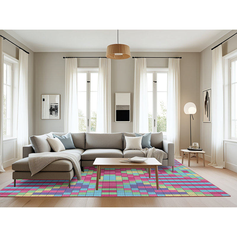 Tapis motif rose/vert/bleu Devereau, Rectangle 8 pi x 12 pi