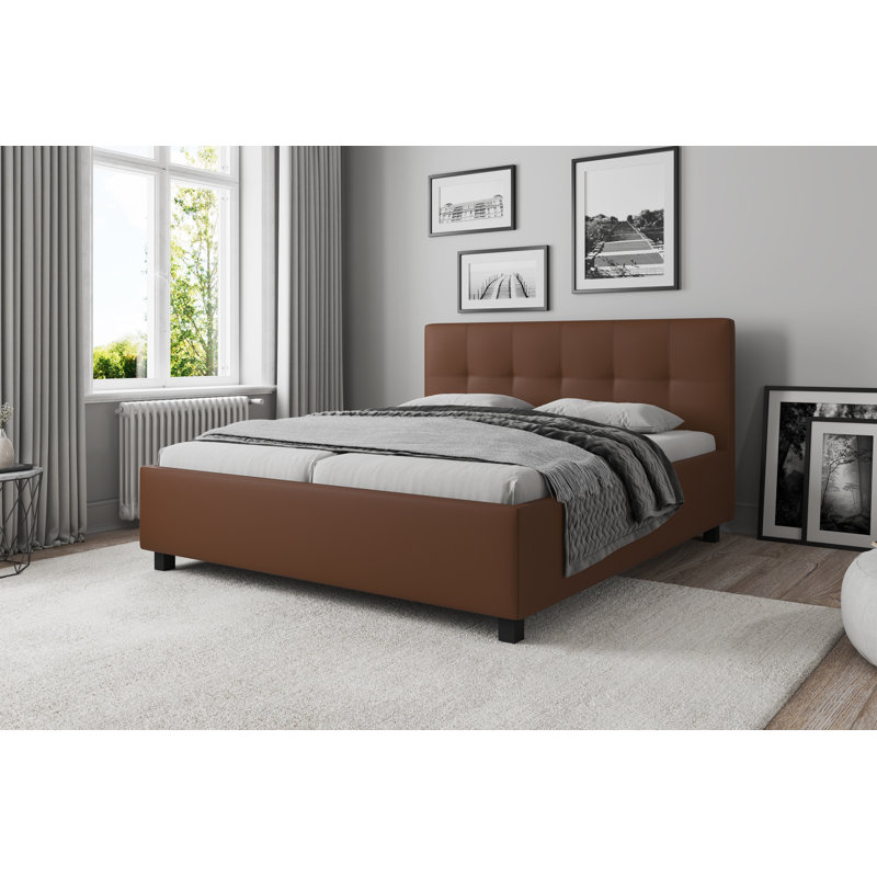 Paloma Upholstered Ottoman Bed with Mattress, 240 x 200 cm, Taupe, H2 (up to approx. 75 kg)
