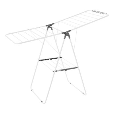 Clothes Drying Rack, 2-Tier Foldable Laundry Dryer Rack With Sock Clips And 21 Drying Rods, Metal Height Adjustable Drying Racks For Outdoor And Indoor, Free-Standing And Space-Saving Hanger, White