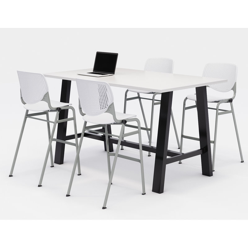 Ensemble de table de réunion et de chaises Midtown, H 41 po x L 72 po x P 36 po, Blanc de designer, Blanc