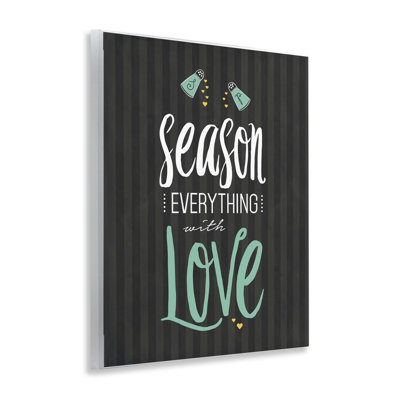 Saison avec amour, plaque murale noire et verte, design par lettré et doublé