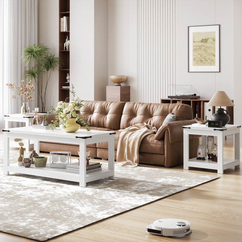20x20 Inch Square End Table, White