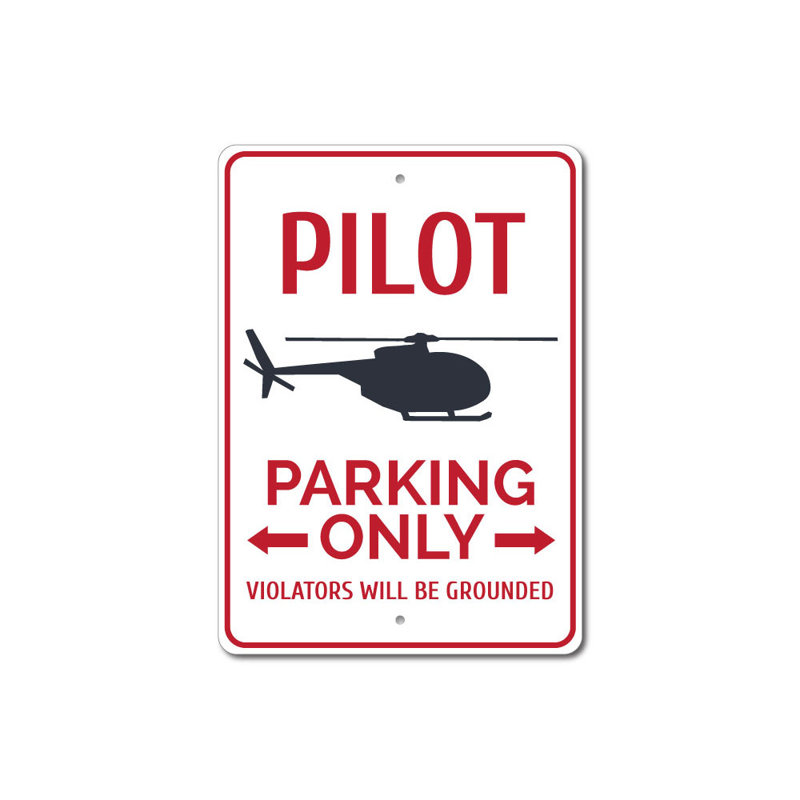 Enseigne de stationnement pour pilote, H 14 po x l 10 po x P 0,04 po
