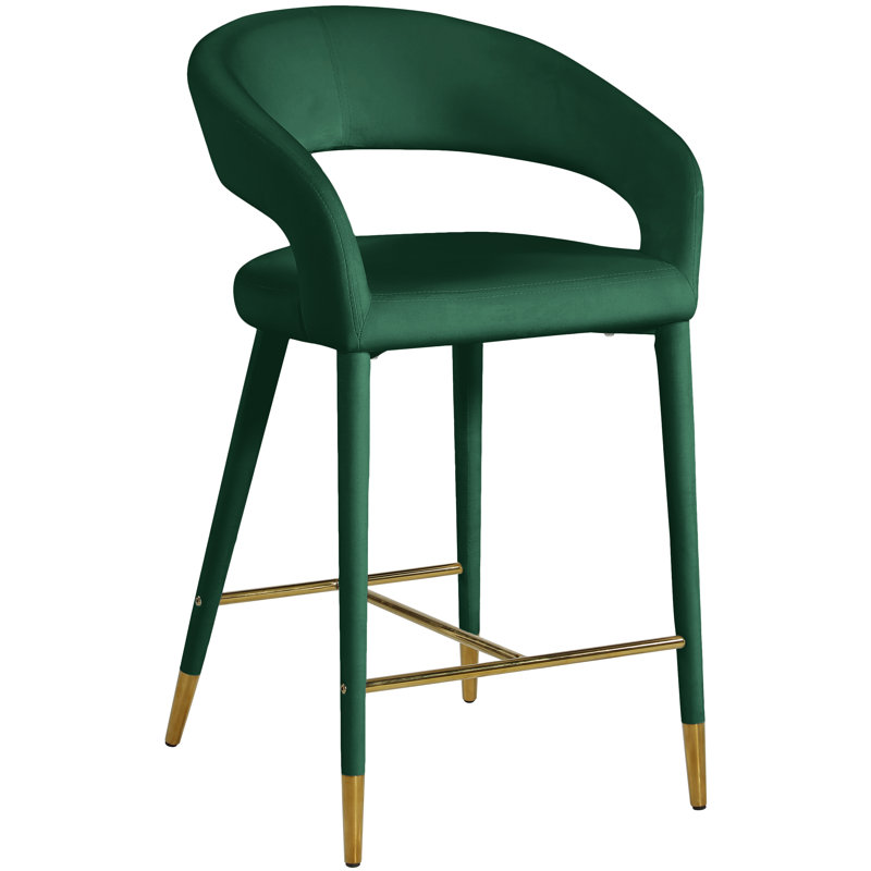 Destiny 26.5" Counter Stool, Velvet, Green