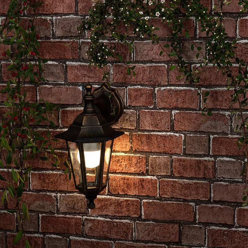 Skipton 35cm H Outdoor Wall Lantern, Black Gold