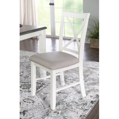 Atiqa Solid Wood Cross Back Upholstered Side Chair