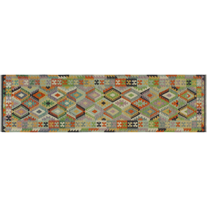 Tapis de couloir géométrique fait à la main 2 pi 9 po x 9 pi 9 po Kemonte