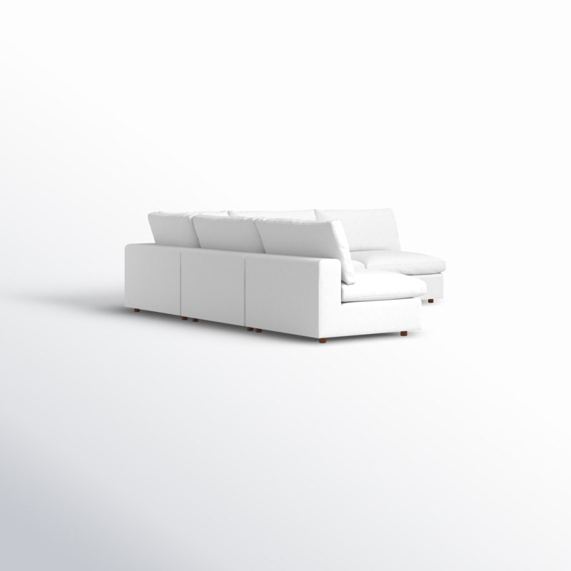 Jossa Upholstered L-Shaped Sectional Symmetrical, White Linen Blend