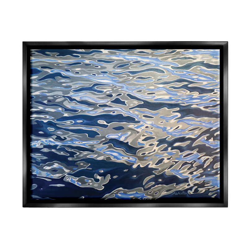 «Abstract Ocean Water Ripples Catching Sunlight» par Alan Weston - reproduction de cadre flottant sur toile