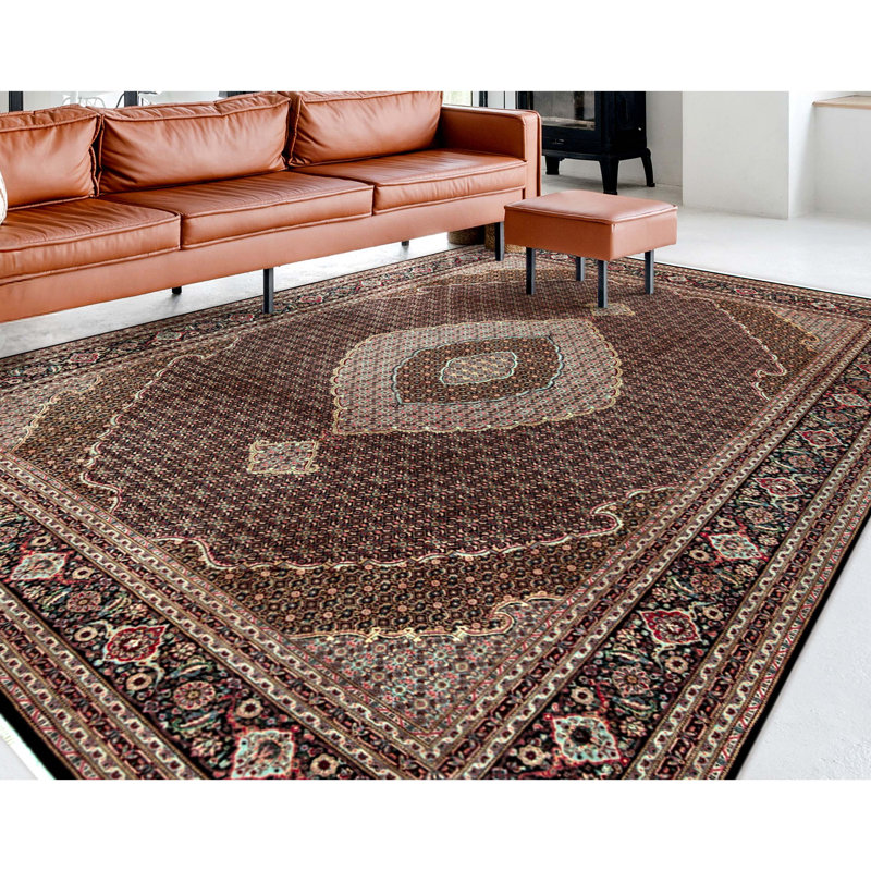 Tapis bleu marine de haute qualité noué à la main