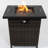 Fire Pit Table 28inch Square, Steel Frame & Top, Propane/ Fuel, Heats 20 Sq.ft Area Square Table, Black Brown, Lid, Operated Heating
