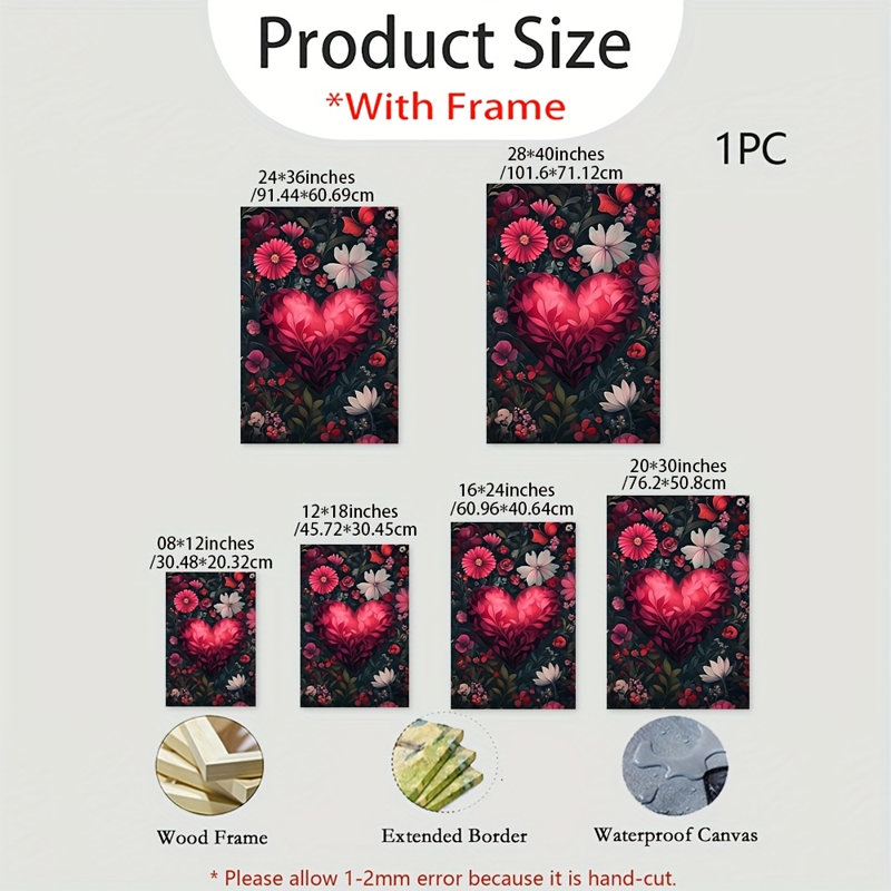 Impression sur toile «Lush Romantic Floral Heart» - Urban Studio, 30 x 20 pouces (75 x 50 x 2 cm)