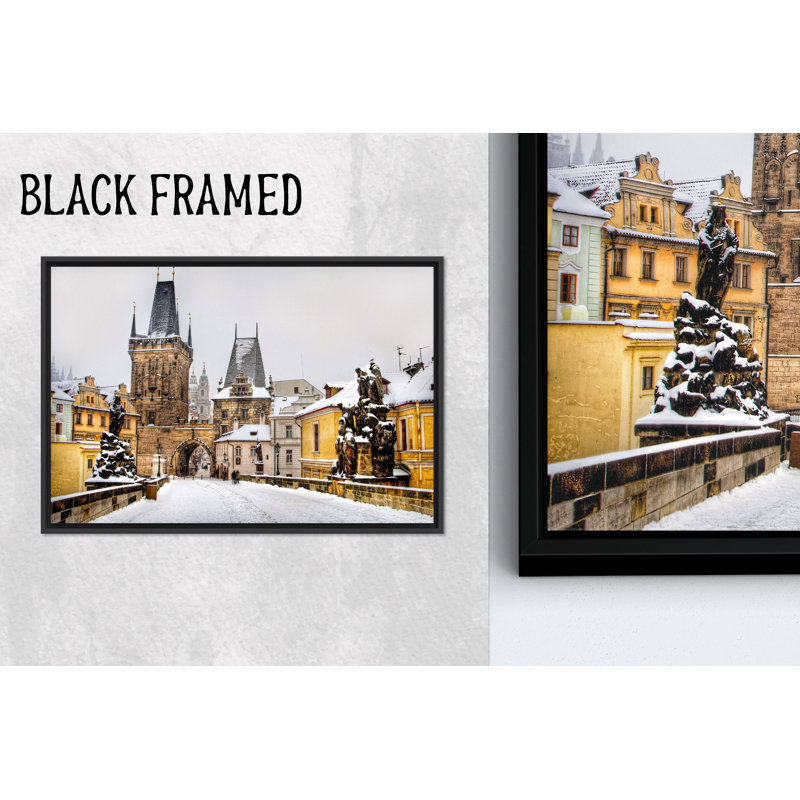 Impression sur toile imprimée: Winter in Prague Cityscape Wall Decor, 1P BlackFramedCanves, 59,1 po H x 102,4 po l