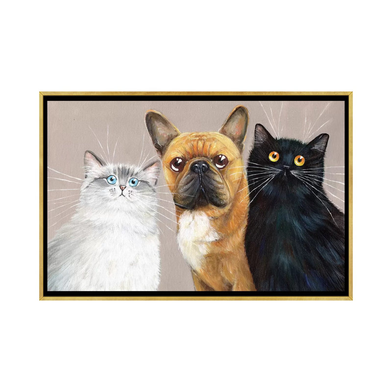 "Mimi, many & Dewey" par Kim Haskins, reproduction d’art, Pas de tapis, H 40 po x l 60 po x 1,5 po, Gold Framed