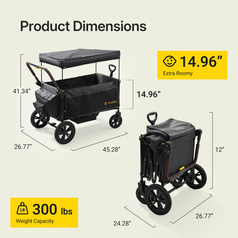 Stroller Wagon For Kids, One-hand Adjustable Push/pull Handle, Spacious Storage, 8"/12" All-terrain Wheels, Canopy With Bug Net, Wagon Stroller For Daily Walks, Short Trips & Grocery Runs