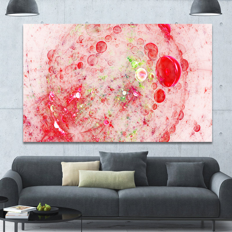 « red fractal planet of bubbles », impression sur toile tendue, H 20 po x l 20 po x P 1 po