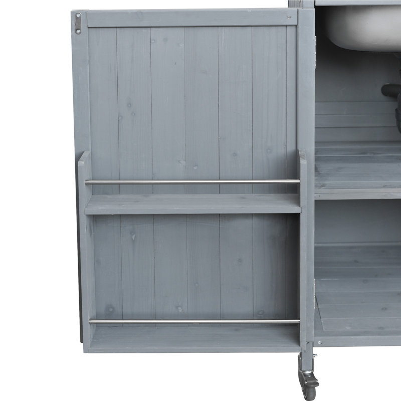 Chariot de barbecue extérieur avec évier, Gris