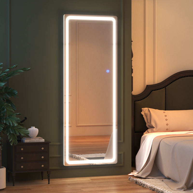 Oakleaf Modern & Contemporary Lighted Full Length Mirror, 63" x 20", Black