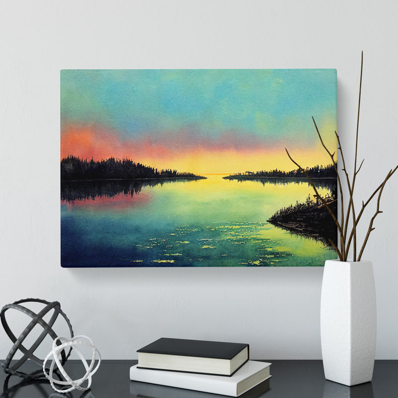 Watercolour River - Wrapped Canvas, 50cm H x 76cm W x 3cm D
