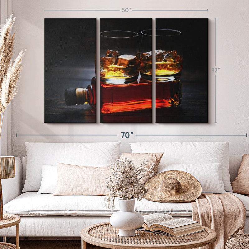 «Full Whiskey Bottle» sur toile, H 32 po x l 50 po x P 1,25 po