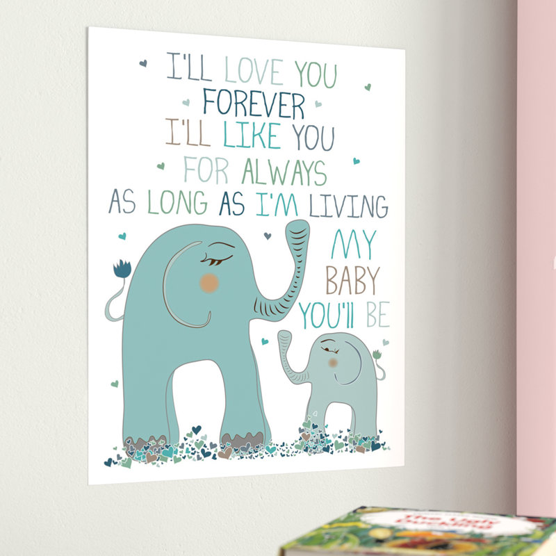 Impression sur papier "I'll love you forever" Jerome, H 10 po x l 8 po, bleu
