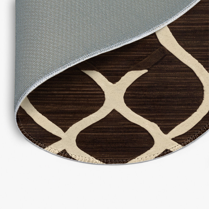 Trellis Brown Indoor and Outdoor Area Rug, Round 5'