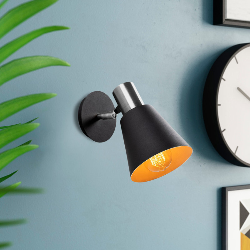Scandinavian Style Wall Lamp, Black & Nickel, 8.3 x 5.5 x 8.7 inches | Durable Metal Body, E27 Socket (Max 40W) | Elegant Plain Design, Perfect for Living Room, Bedroom, or Office Décor, IP20 Rated