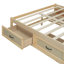 Lit plateforme double avec 6 tiroirs de rangement, naturel antique-298557409-298557408