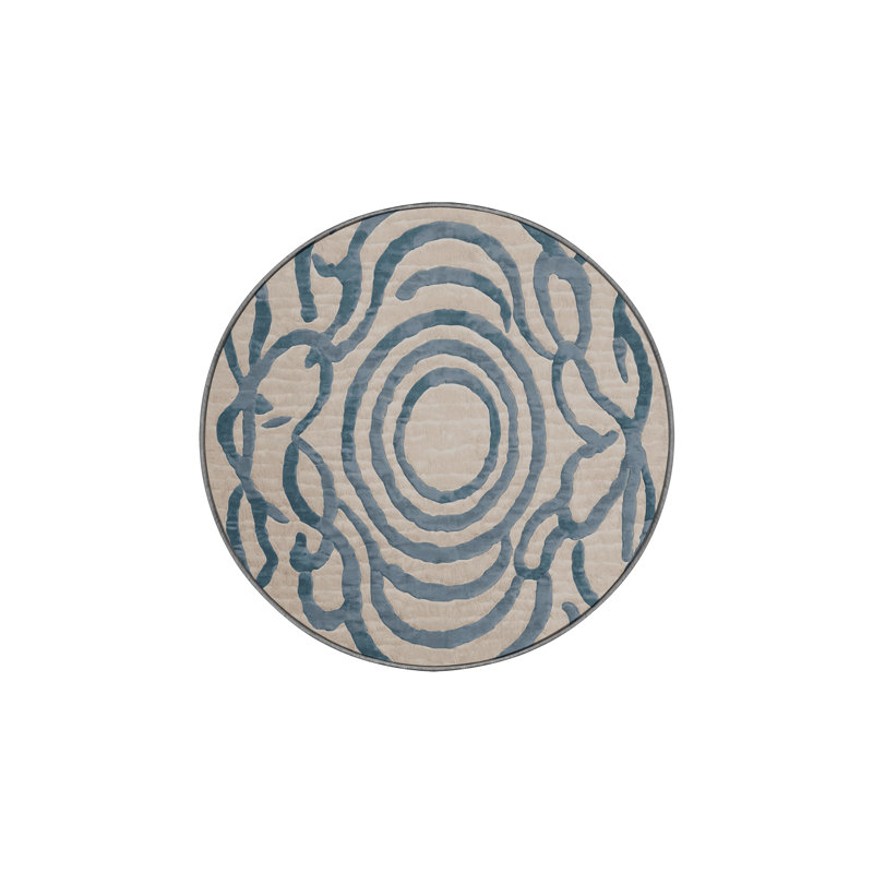 Machine Washable Gray Area Rug, Round 3'