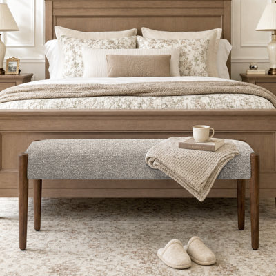 42'' W Chenille Upholstered Bench with Solid Wood Legs