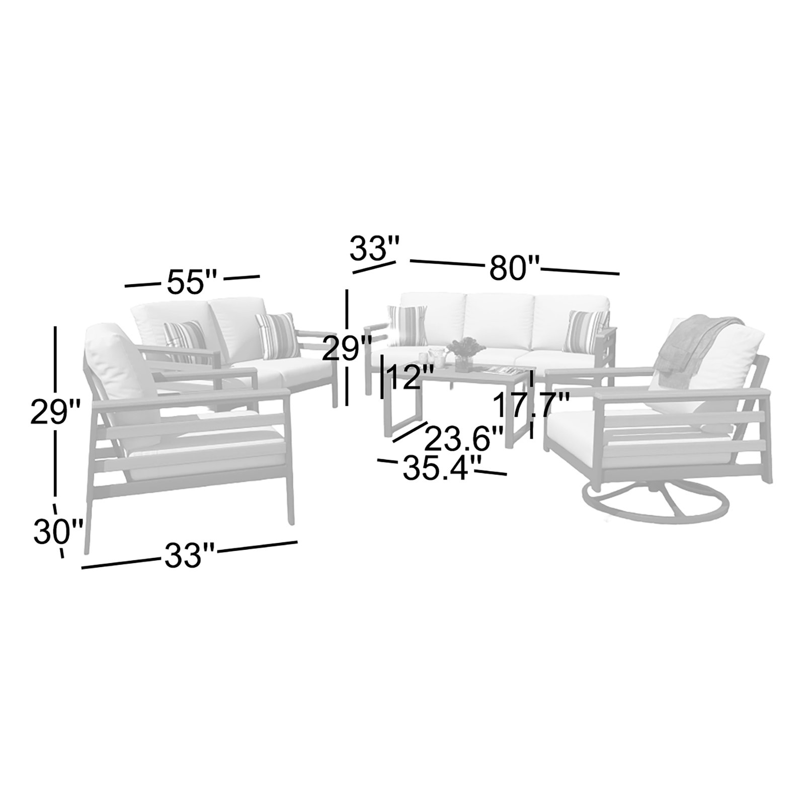 Townsend 7-Person Sunbrella® Patio Seating Group, Canvas Navy