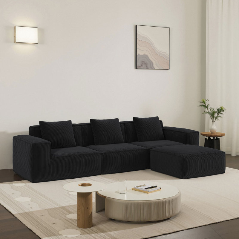 Le canapé modulaire de 118 pouces peut être converti en un canapé-lit surdimensionné., Noir