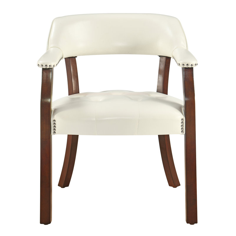 Tufted Solid Back Arm Chair, Espresso, Cream