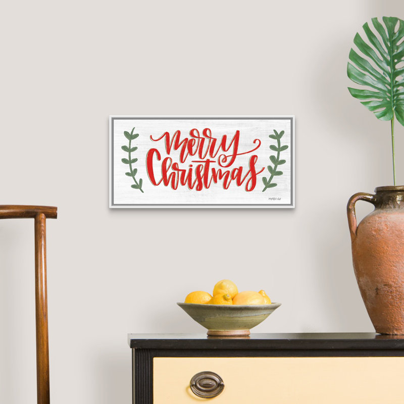 «Merry Christmas» par Imperfect Dust - peinture sur toile tendue, Cadre blanc, H 11,25 po x l 21,25 po